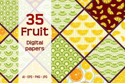 35 seamless citrus fruit vector patterns art backdrop background clip design digital paper fabric flat fruit patterns illustration paper pattern seamless vector