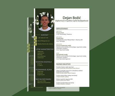 CV cv dark design education experience green image job light lines page layout rectangular resume design round work