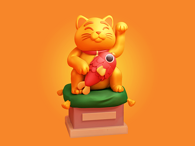 Maneki Neko 3d 3d art blender cartoon cat design hand drawn illustraion manekineko sculpt stylized zbrush