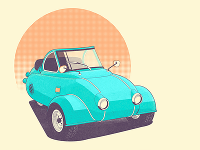 Funny retro micro car car funny illustration micro motoplan retro retro design