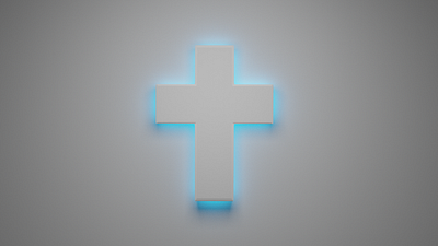 Neon Blue Cross blender3d illustration low poly