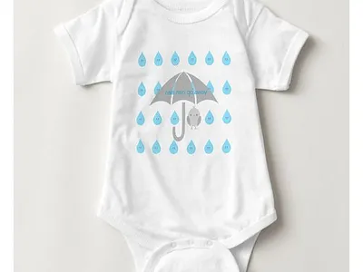 Rain rain go away baby one piece babies baby baby shower cute rain raindrops umbrella zazzle