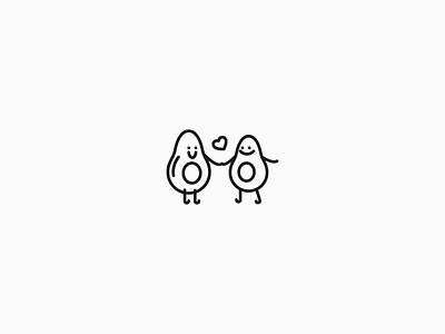 Avocado Icon avocado couple cute food fruit happiness heart icon illustration kawaii lined love minimal minimalist modern outline simple thin line together vector