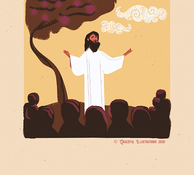 Christ - The Teacher bible clouds colour crowd design god illustration jesus christ life magazine people speaks teacher teaching texture tree vector