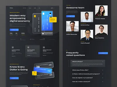 Pintex - Fintech Landing Page banking card design finance fintech landingpage payment ui uidesign ux web website