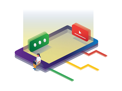 Social Media 3d art design flat gadget graphic illustration imagination isometric media modern social vector