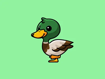 Mallard Duck adorable animal animal logo art cartoon character children cute drawing duck friendly happy illustration kawaii kids mallard mascot pet sticker design walking