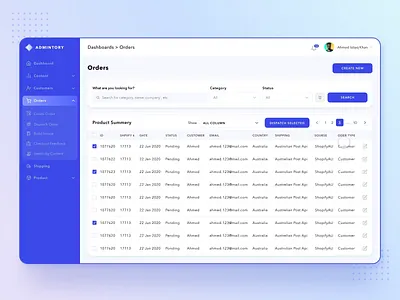Admintory Order Details advanced search animation dashboard ecommerce ecommerce app ecommerce shop ecommerce webapp interaction left menu menu interaction payment saas search searching table table design video webanimation webapp webapplication