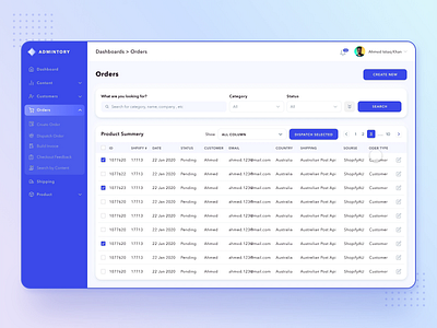 Admintory Order Details advanced search animation dashboard ecommerce ecommerce app ecommerce shop ecommerce webapp interaction left menu menu interaction payment saas search searching table table design video webanimation webapp webapplication