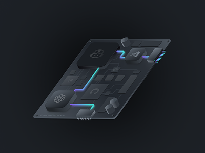 Motherboard ai chip circuit dark hardware illustration layout os processor technology