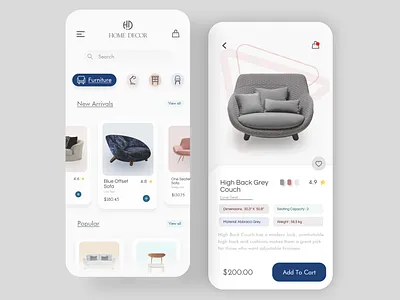 Interior Design Company App Concept. adobe adobexd branding clean concept decor design digital digitaldesign furnituire graphic design interior minimal typography uiux uiuxdesigner webdesign xd