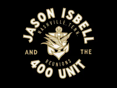 Isbell circle lockup final country hand lettering illustration isbell logo nashville screen print tshirt design