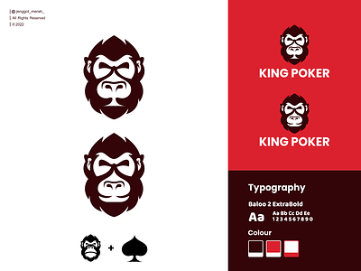 King Poker Logo Design! animal awesome combinations design dual meaning graphic head icon illustration inspirations king kong logo monkey nature poker symbol vector win zoo