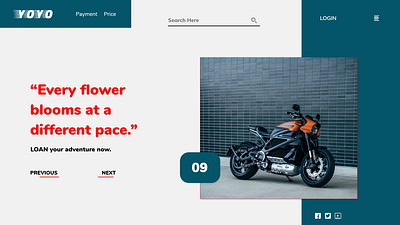 Rent Motorcycle on hour basis web page app branding clean design graphic design illustrator logo minimal mobile type typography ui ux web website