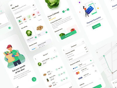 Groceries Mobile Mobile Application Design add to cart application clean commercial delivery design ecommerce food fruit illustration interface menu minimal mobile mobile app mobile app design mobile ui product shop