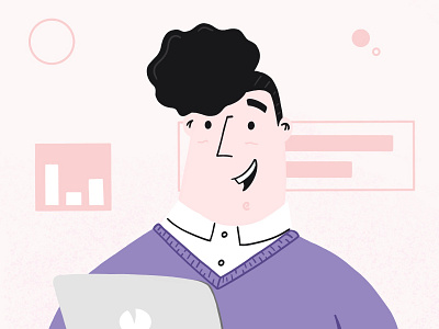 Metrics and stuff illustration laptop man metrics procreate simple