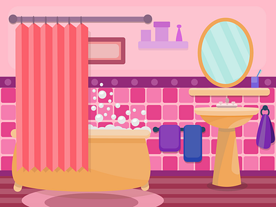 Cute Bathroom Illustration affinity art affinity designer bathroom design illustrator vector art vector artwork vector illustration