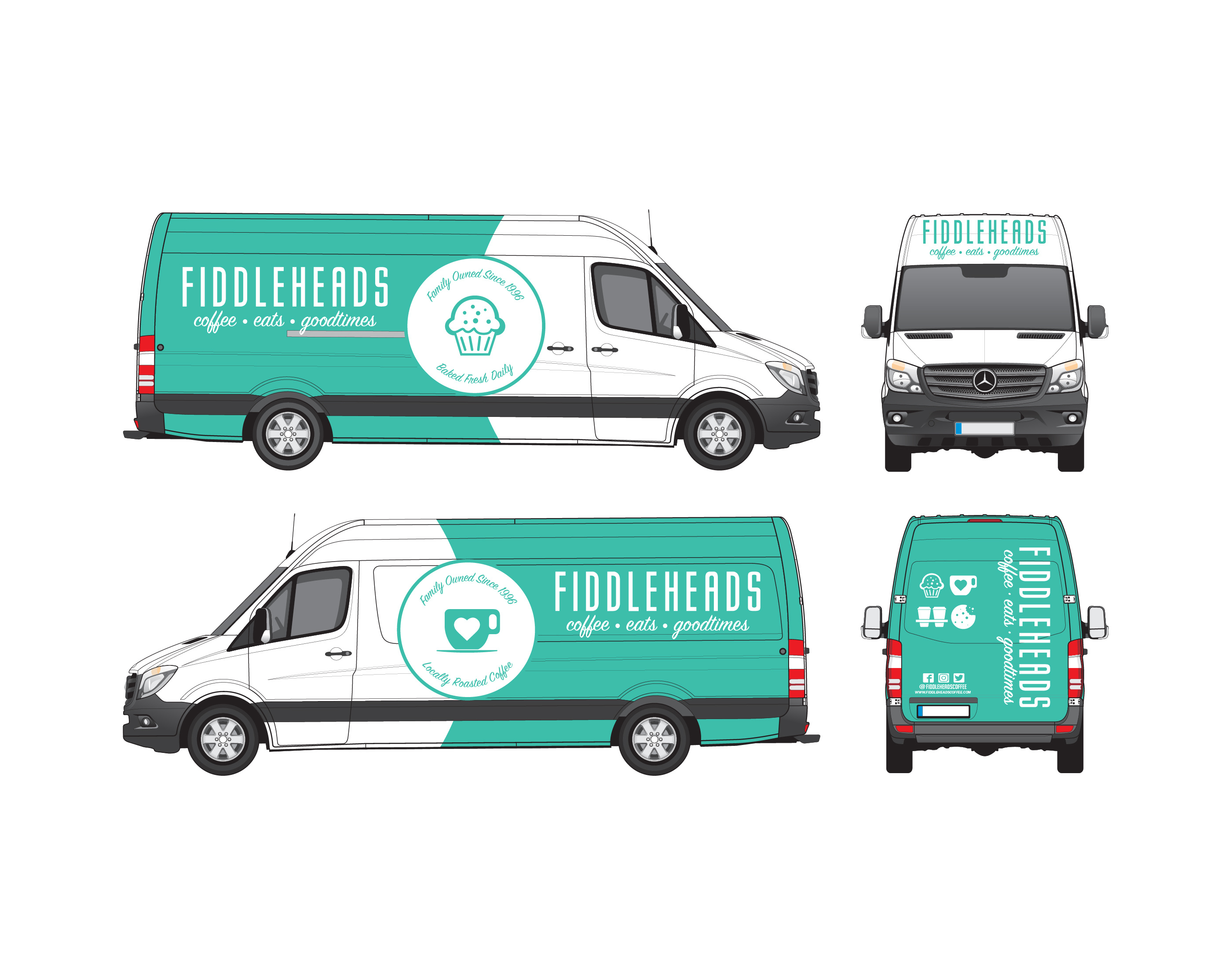 Example of Fiddleheads Coffee Van Graphic