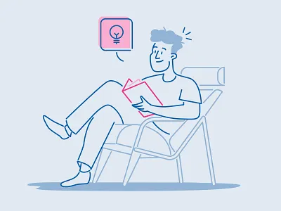 Getting ideas while reading adobe illustrator blue books branding character illustration reading vector
