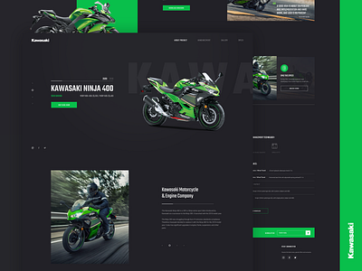 Kawasaki Site Concept black clean dark design green landing ui ux