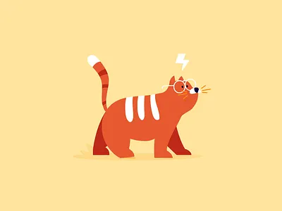 Chat Potter cat character chat glasses harry potter illustration lightning magic vector