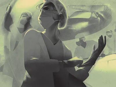 On the frontlines colour covid19 doctor editorial editorial illustration graphic hospital illustration medical texture