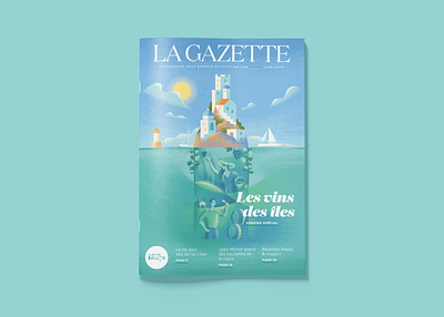 La Gazette June brush texture digital painting editorial illustration island magazine illustration wine