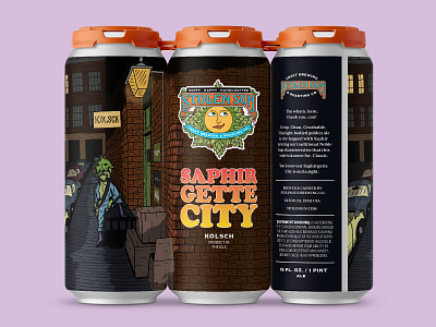 Saphirgette City beer art beer branding beer can beer label david bowie hand drawn illustration kolsch packaging ziggy stardust