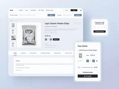 High-fidelity wireframes for a grocery store aesthetic grocery store high fidelity minimalistic monochromatic online shopping ui ux wireframe