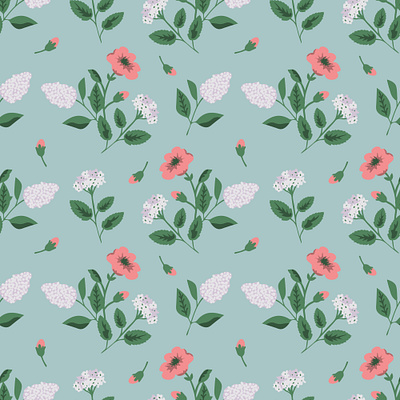 Spring flowers blue floral flower lilac pattern pink rose seamless seamless pattern spring texture white