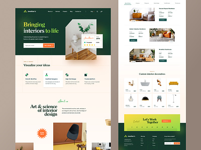 Interior Agency landing page aeathetic architecture ecommerce furniture home accessories home decore home design homepage interior interior design landing page living room mockup modern art plant sofa web design website website design wooden