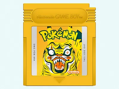 Pokémon Yellow catridge gameboy illustrator nintendo pikachu pokeball pokemon vector yellow
