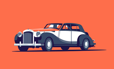 Car branding car classic digital editorial folioart illustration peter greenwood vector