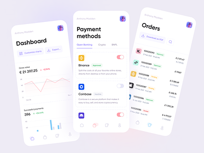 Payments Platform – App Concept app banking clean crypto currency design flat interface ios light merchant minimalistic mobile money purple ui ux wallet