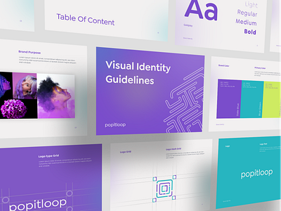 Popitloop - Visual Identity Guidelines Full animation brand application brand guidelines brand identity branding colorfull design full branding fun logo graphic design identity guidelines logo motion graphics