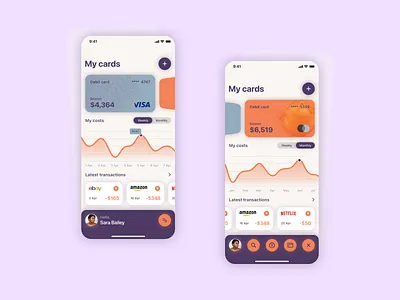 Finance app app application branding cards costs debit card design dollars finance financial app ios money app purple swift transaction ui uidesign ux uxdesign uxui