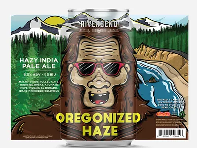 Beer Label - Oregonized Haze beer beer label beer label design bigfoot branding brewery design food illustration label design label packaging logo mountain sasquatch typography vector