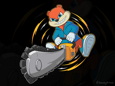 Conker's Bad Fur Day Chainsaw (Shirt Design) cartoon cartoon illustration charley fox conker conkers bad fur day design illustration merchandise shirt shirtdesign