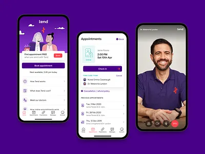 Tend patient app app auckland award winning design doctor health healthcare illustration mobile startup telehealth ui ux