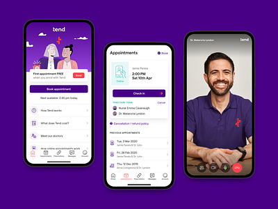 Tend patient app app auckland award winning design doctor health healthcare illustration mobile startup telehealth ui ux