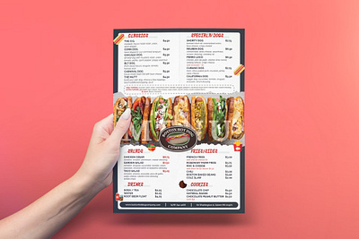 Clean and Minimal Hotdog Food Menu a4 mockup blue food flyer food menu hotdog illustration menu card menu design minimal menu poster restaurant flyer