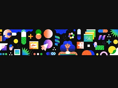 💊Inspiration aid art blue bold color character colors concept design flat geometry illustration motion design motion graphic shapes texture vector