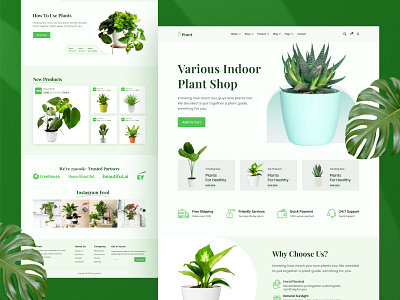 Plant Shop Website Landing Page Design app design garden homepage indoor plants interface landing page online shop outdoor plants plant plants plants shop uidesign uiux web web design website design