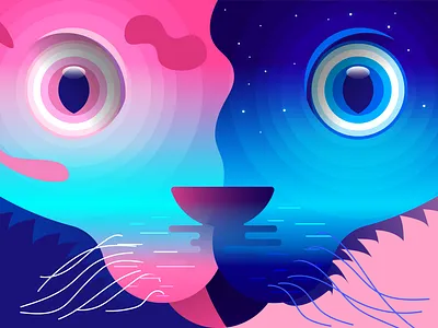 Two Faced Cat design illustration vector