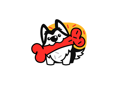 Doggy bone brand branding dog husky identity illustration letter logo logotype pet red smile store sweet treats