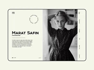 Site for photographer from Russia black and white design designer elegant elegant font figma interface light minimal model modern photo photographer ui user experience user interface ux vintage web website