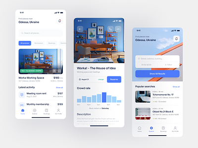 WorkSpace – Work Space Booking Apps apps design booking booking apps clean ui coworking design ios ios app location maps mobile apps mobile apps design mobile ui ui ui design uiuxdesign ux design work space work space booking working