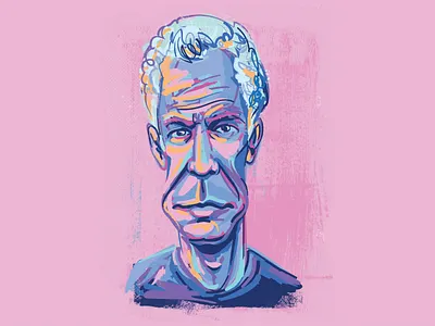 Anthony Bourdain illustration colorful digital painting illustration portrait