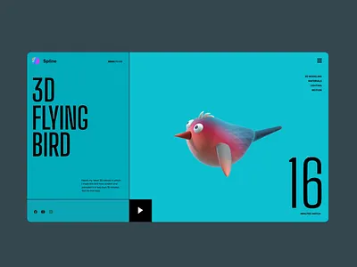 Fying 3D bird modeling and animation with Spline - Tutorial 3d animation illustration interaction motion ui ux vietnam