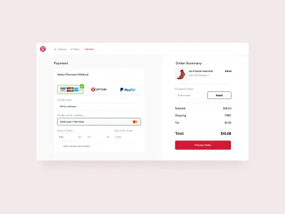 Credit Card Check Out checkout coupon creditcard form order summary payment paypal ui